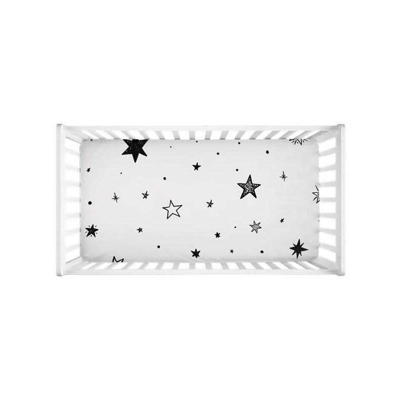 Stars Minimal Crib Sheets Nursery Decor Linen Crib Sheet Etsy