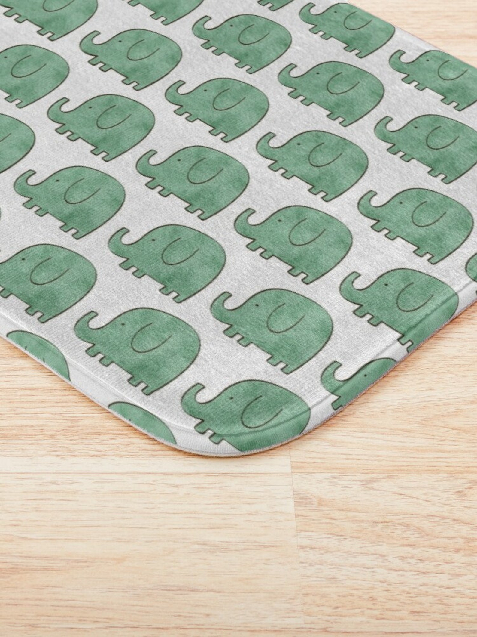 Non Slip Green Elephant Bath Mat Farmhouse Minimal Rustic Kids Bath