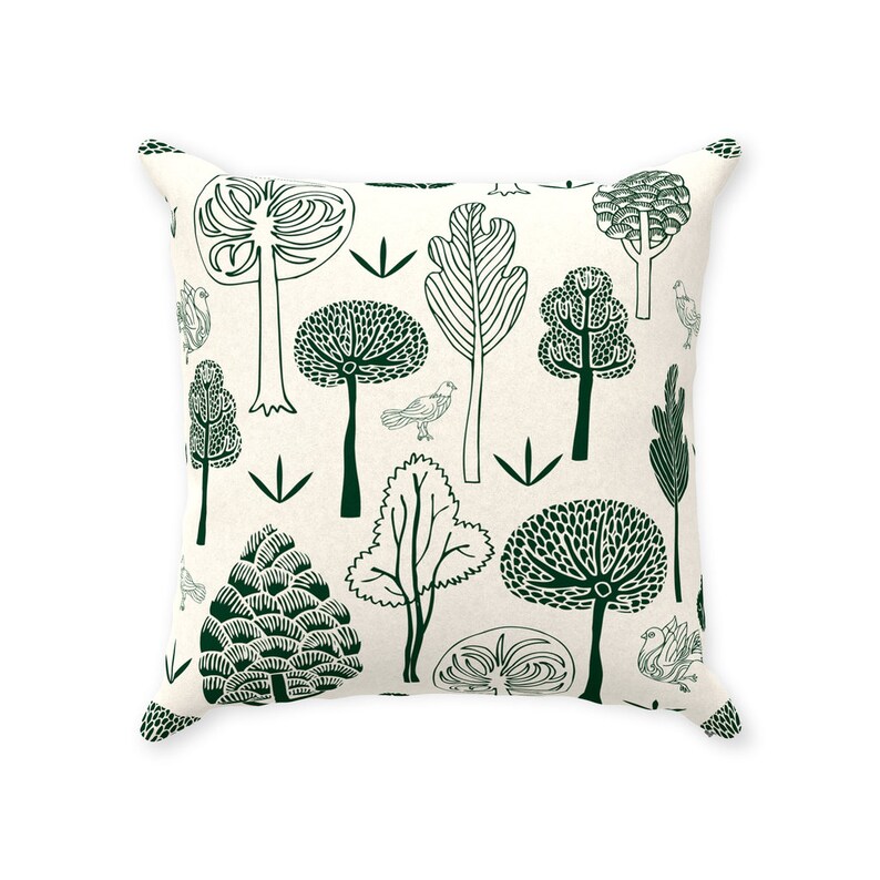 Green Throw Pillow Couch Linen Pillow Case Forest Pillow Etsy