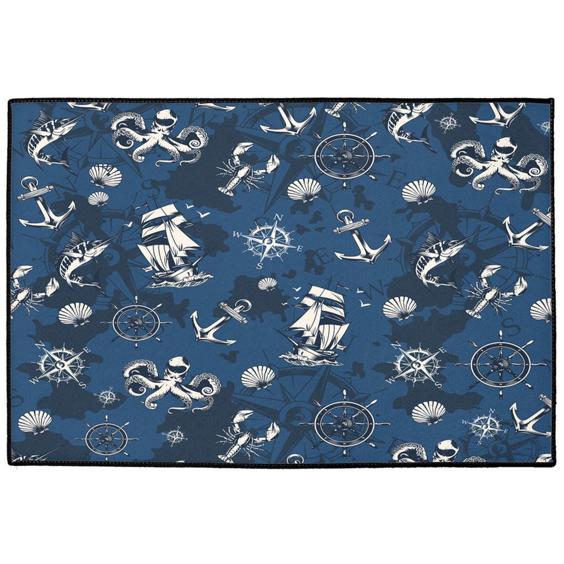 Nautical Navy Floor Mats Sailor Doormat Outdoor Indoor Custom