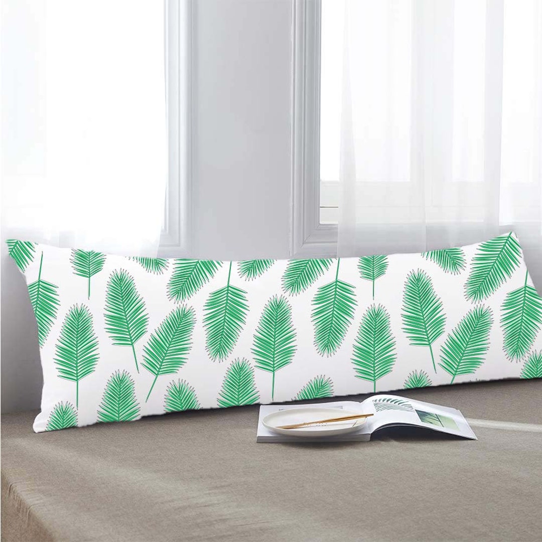 Leaves Body Pillow Teal Bolster Pillow Teal Throw Pillow Etsy