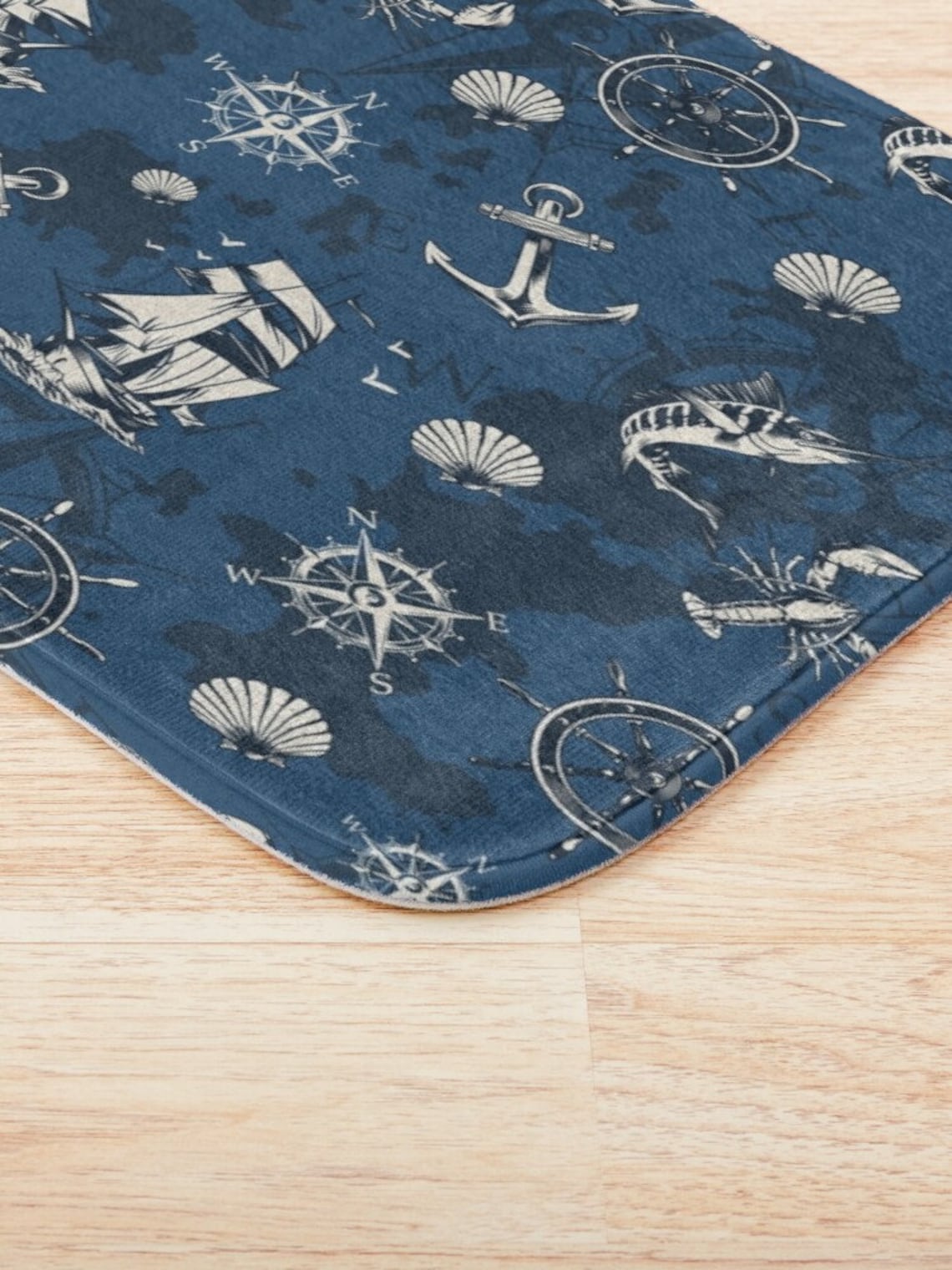 Navy Blue Bath Mats Nautical Bathroom Decor Farmhouse Bohemian Etsy
