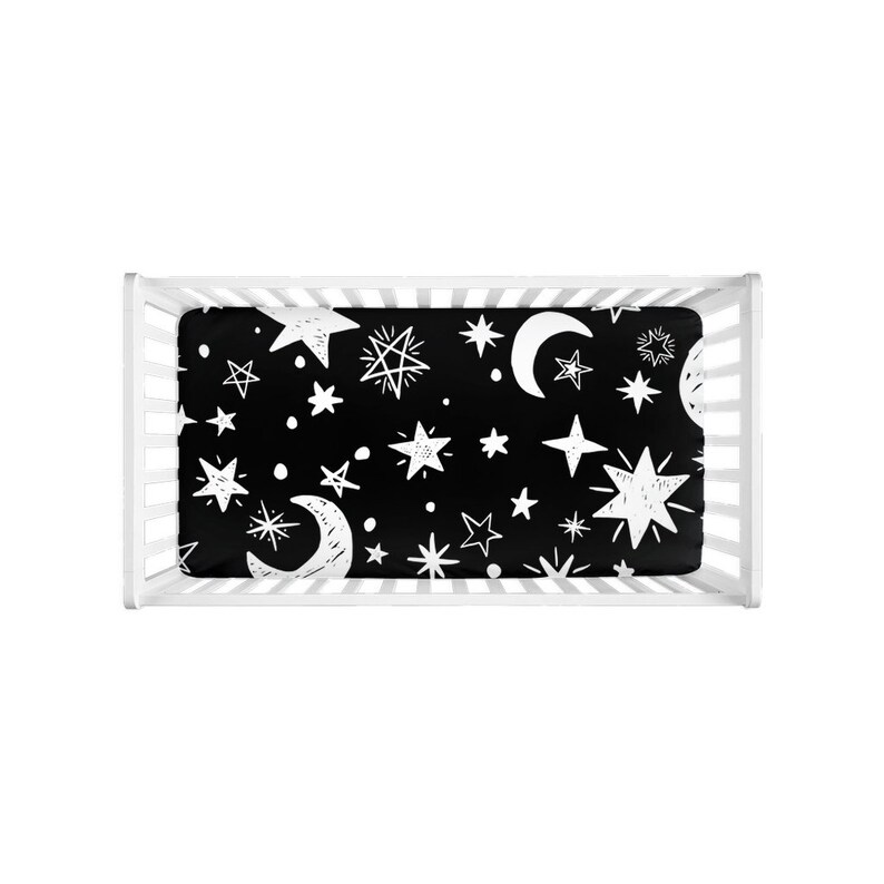 Black Stars Crib Sheets Nursery Decor Baby Bedding Infant Baby Etsy