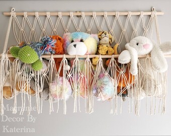 Macrame toy hammock, nursery decor, toy storage, toys display, toys organiser, macrame wall hanging, toys hammock, boho hammock, wall  decor