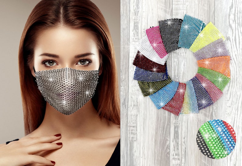 Rhinestone Face Mask Accessory Crystal Bling Sparkly Etsy