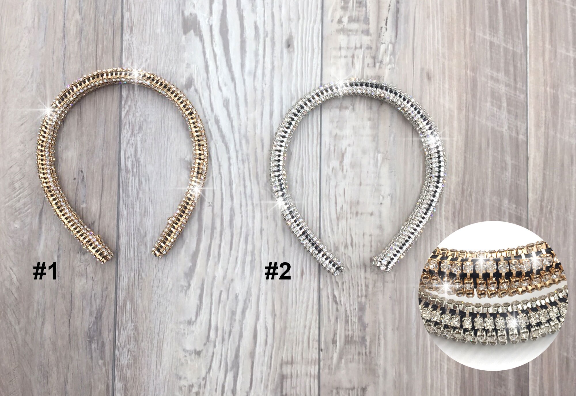 Rhinestone Headband Thin Bling Sparkly Silver & Gold Bedazzled Etsy