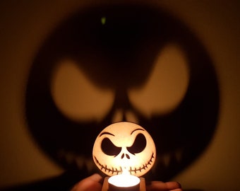Jack Skellington Candleholder, Wooden Candle Holder, Halloween deco, Nightmare Before Christmas