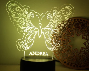 Custom LED lamp, multicolor lamp, bedside lamp for bedroom, Butterfly lamp, Light butterfly, lamp personalized