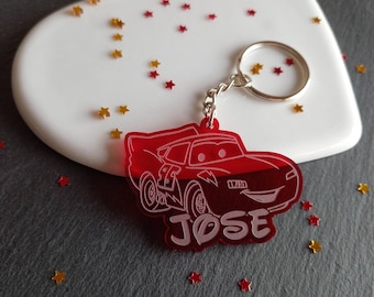 Personalized children's keychain, backpack accessory, keychain with name, children's car keychain, cars, lightning mcqueen