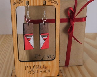 Handpainted Earrings, Wood Earrings, Geometric Earrings, art jewelry.