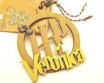 Personalized Christmas Tree Ornament with Name – Harry Potter Inspired Design – Magical Holiday Decoration for Fans