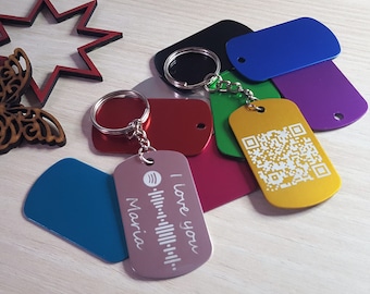 Code Qr, Code Spotify, Custom Keychain, Personalized Tag, Gift for Valentine Day.