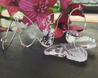 Butterfly, Transparent butterfly, original earrings of butterfly, small and beautifoul butterfly