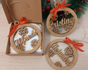 Christmas name and snowflakes, Christmas ornament, Custom Christmas ornament, Christmas decoration, Name gift