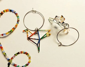 Bird earring, Origami style, Colorful jewelry, Love geek style, gift