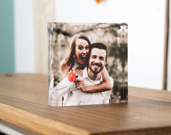 Personalized Photo Block, Acrylic Glass Picture Frame Anniversary Gift, Custom Acrylic Block Photo, Crystal Wedding gift, Birthday Gift