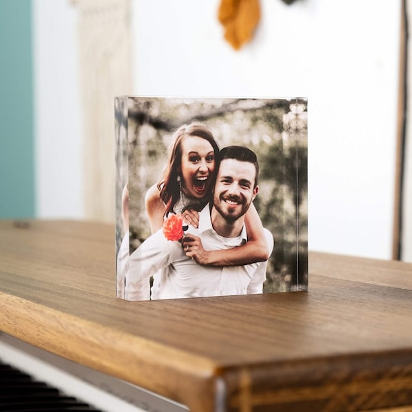 Personalized Photo Block, Acrylic Glass Photo Block, Custom Acrylic Block Photo, Crystal Wedding gift, Birthday, Father's Day, Valentines