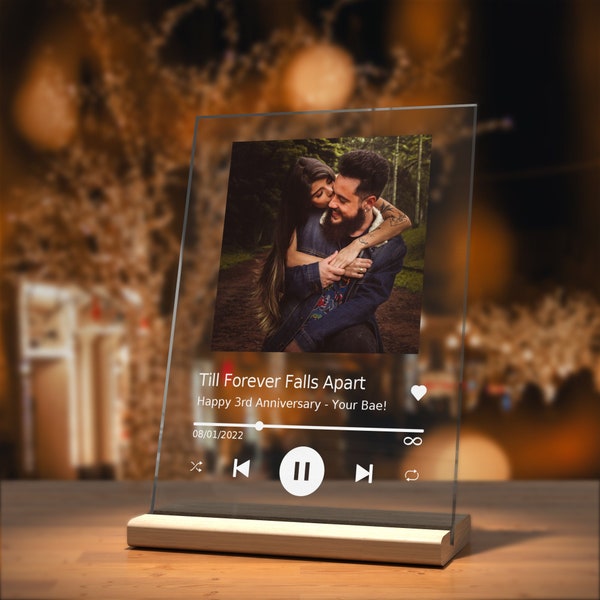 Personalized Anniversary Gifts for a Couple, 1 Year Anniversary Gift for Boyfriend, Personalized Photo Gift for Men, Custom Song Plaque