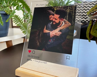 Regalo personalizado con placa de publicación en redes sociales: ¡capture y muestre sus recuerdos digitales con estilo! ¡Celebra tu amor o amistad!