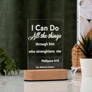 Bible Verse LED Night Light Stand, Custom LED Night Light, Acrylic Favorite Bible Verse, Christian Gifts for Christmas