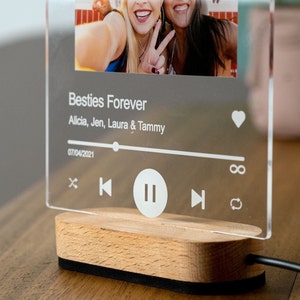 Best Friend Birthday Gift Song Acrylic Plaque Gift with LED Wooden Stand best friends design close lookup