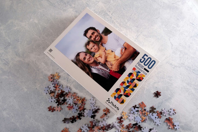 Personalized Photo Puzzle Family Gift 500 Pieces Puzzle with Box Top View