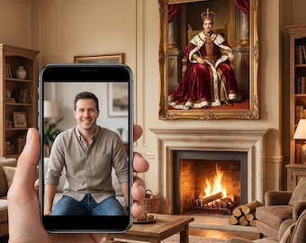 Funny Royal Portrait from Photo, Renaissance King Queen Painting, Custom Portrait Gift for Him Her, Canvas Print and Digital Download