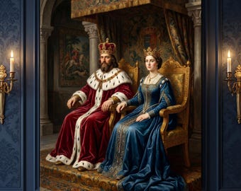 Royal Couple Portrait from Photo, Custom King and Queen Painting, Personalized Anniversary Wedding Gift, Couples Canvas Print and Digital