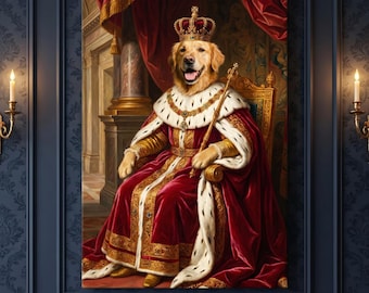 Royal Pet Portrait from Photo, Renaissance Dog Cat Painting, Custom Pet Portrait Canvas, Pet Memorial Gift, Digital Pet Art Download