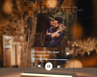 Personalized Gift Glass Art First Anniversary Gift for Boyfriend Custom Album Cover Music Plaque, Personalize Gift with Photo, Wedding