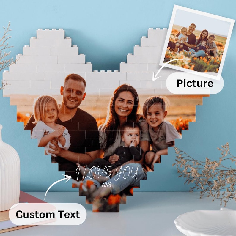 Custom Photo Block Building Brick Christmas Gift, Personalized Brick Puzzle Picture to Puzzle with Custom Text