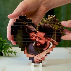 Heart Shaped Anniversary Gift Photo Building Block, Personalized Picture Building Block, Wedding, Gifts for Him, Gifts for Her