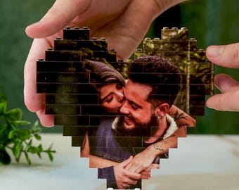 Heart Shaped Anniversary Gift Photo Building Block, Personalized Picture Building Block, Wedding, Gifts for Him, Gifts for Her