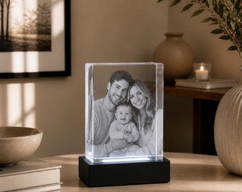 Memorial Gift, Custom 3D Crystal Photo Keepsake, Personalized Sympathy Gift for Loss of a Loved One, Remembrance Photo Block