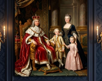 Royal Family Portrait from Photo, Renaissance Family Painting, Personalized Gift for Parents and Grandparents, Canvas Print and Digital