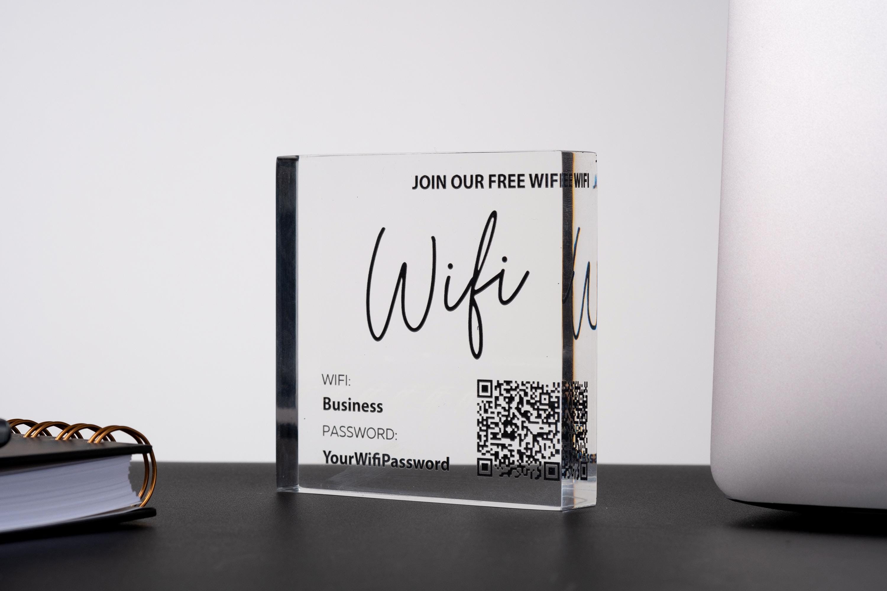 Targhetta WiFi Personalizzata In Acrilico - Con Base Legno, Per Casa E Ufficio - Foto 4