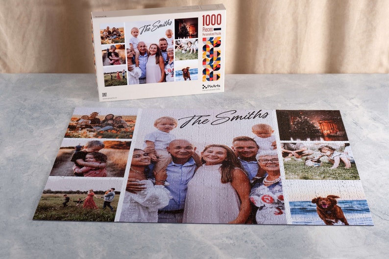 Personalized Photo Collage Puzzle, Custom Jigsaw Puzzle  1000 Pieces with Box