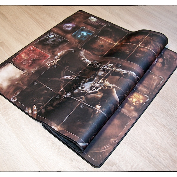 Etherfields Playmat 840x560mm - Plateau horizontal, NOUVEAU tapis de jeu PLUS ÉPAIS, bords cousus de qualité supérieure (noir)