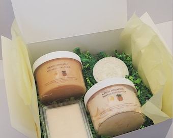Self-care box. Care package. Quarantine gift set. Vacation Spa gift set. Skincare gift set. Mango Pinneaple Gift. Gift Basket