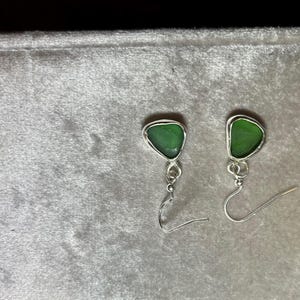 Sea Glass and Sterling Silver Circle Drop Earring | Sea Glass Earrings | Gifts for Her | Everyday Earrings | Silver Earrings | hand made