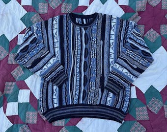 Vtg Tundra Canada Rainbow Coloured 3D Textured Knit Coogi Style