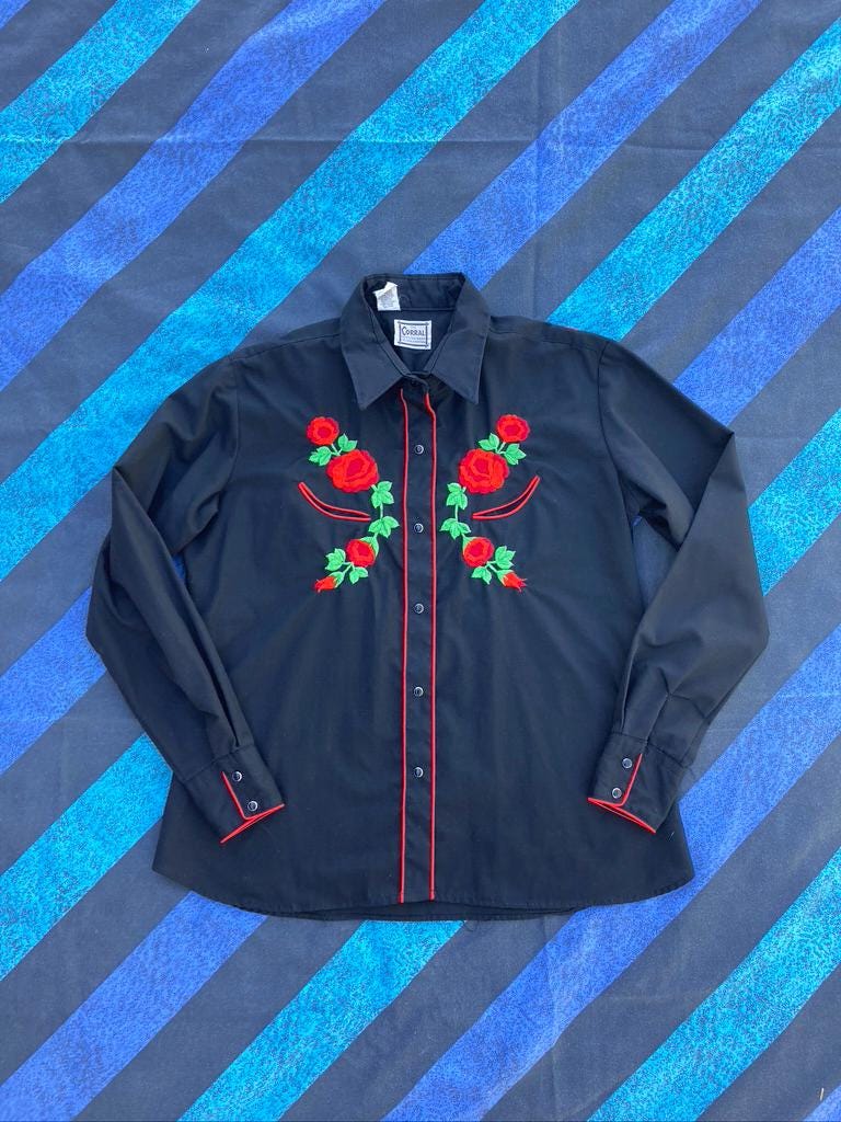 Vintage Floral Western Shirt 70s - Etsy