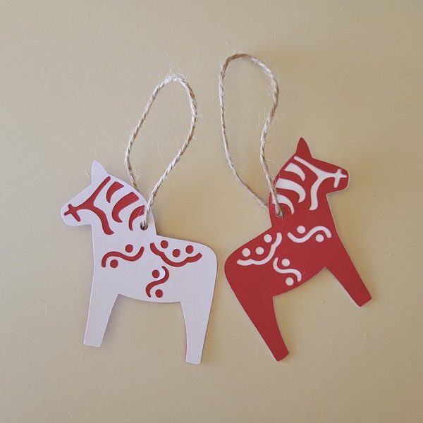 Dala Horse Tree Decorations and Cut Out SVGs, Two Layered Digital Files for Cricut