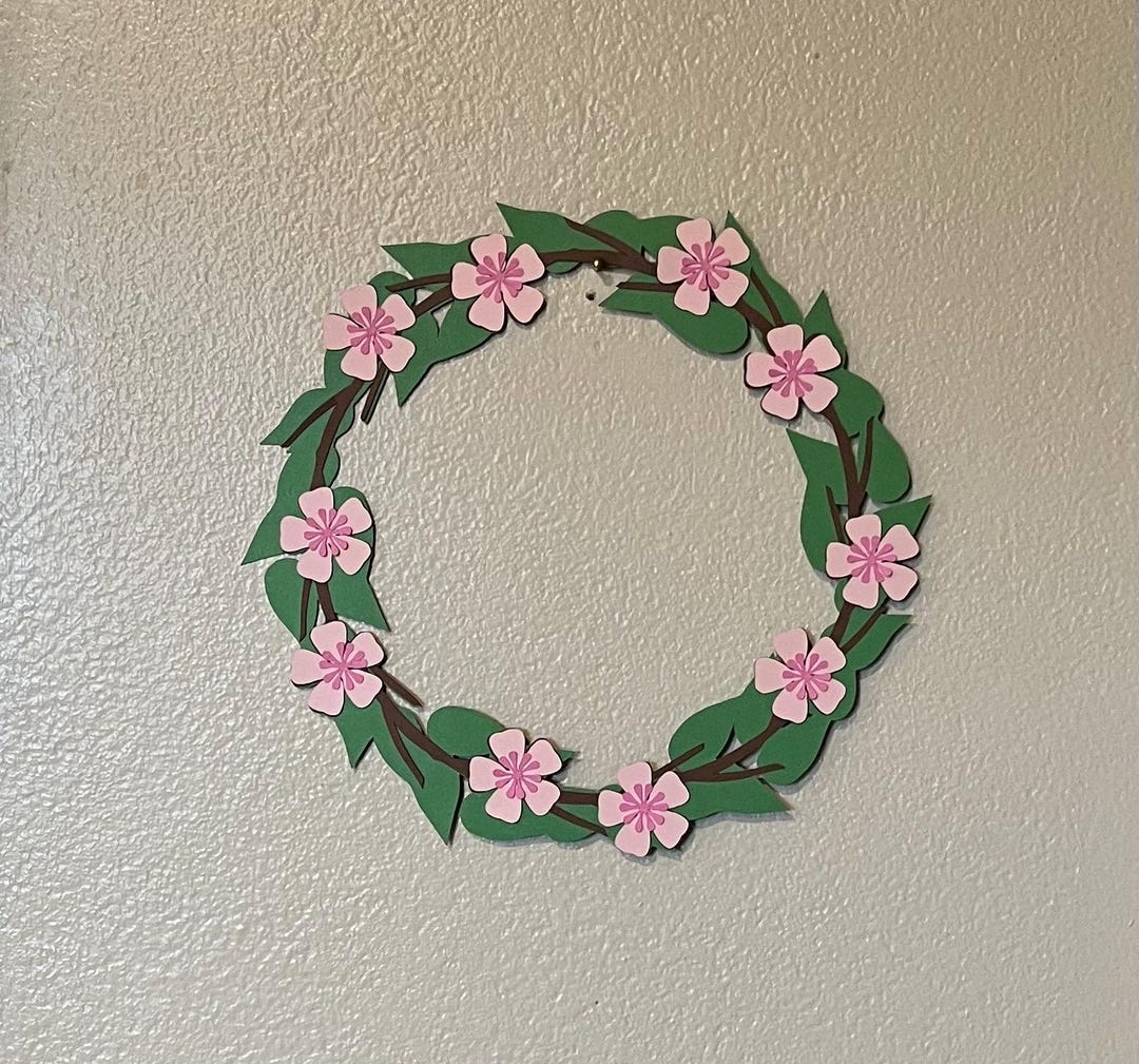 Cherry Blossom Wreath SVG, Layered Digital Cut Files - Etsy