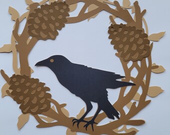 Crow Halloween Wreath SVG, Digital Layered File