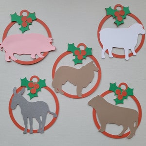 Christmas Farm Animal Ornament SVGs, Layered Digital Files image 2