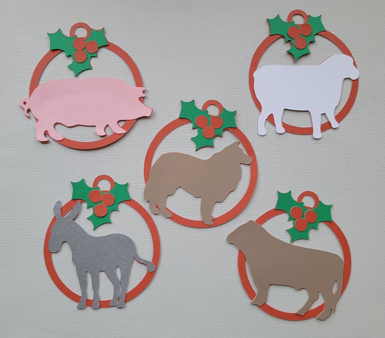 Christmas Farm Animal Ornament SVGs, Layered Digital Files image 2