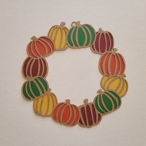 Autumn Thanksgiving Pumpkin Wreath SVG, Five Layered Digital Image