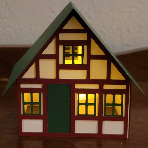 Danish Traditional Old 3D House Tealight Cover SVG, DIY Digital Cut File for Cricut