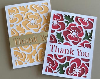 Poppy Lace Thank You A6 Card and Envelope SVGs,  Digital Cut Files